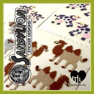 SANDYLION Vintage Fuzzy Cows Raccoons Camels Stickers